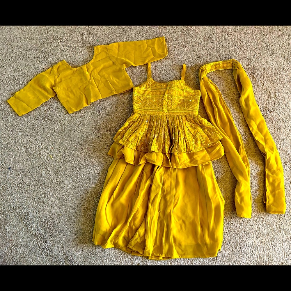 Yellow toddler Haldi outfit. Size 20, bought in India. Fits like 18-24m.